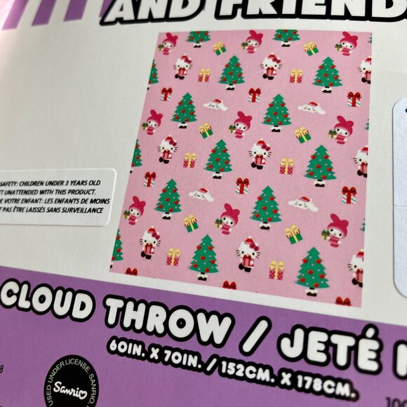 NEW WITH TAGS Christmas Hello Kitty & Friends Pink Blanket - Cinnamoroll Melody - Picture 2 of 2